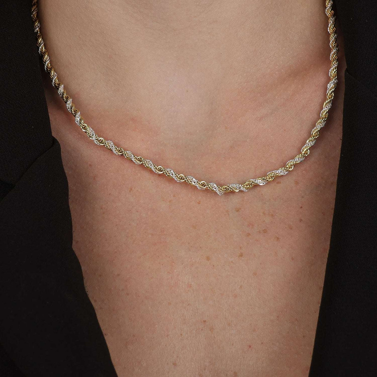 Colar Elo Baiano em Ouro 24K e Ouro Branco – Bellorie