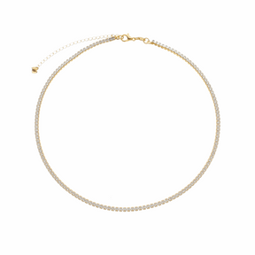 Choker em Ouro 24K Riviera com Pedras Brancas – Bellorie