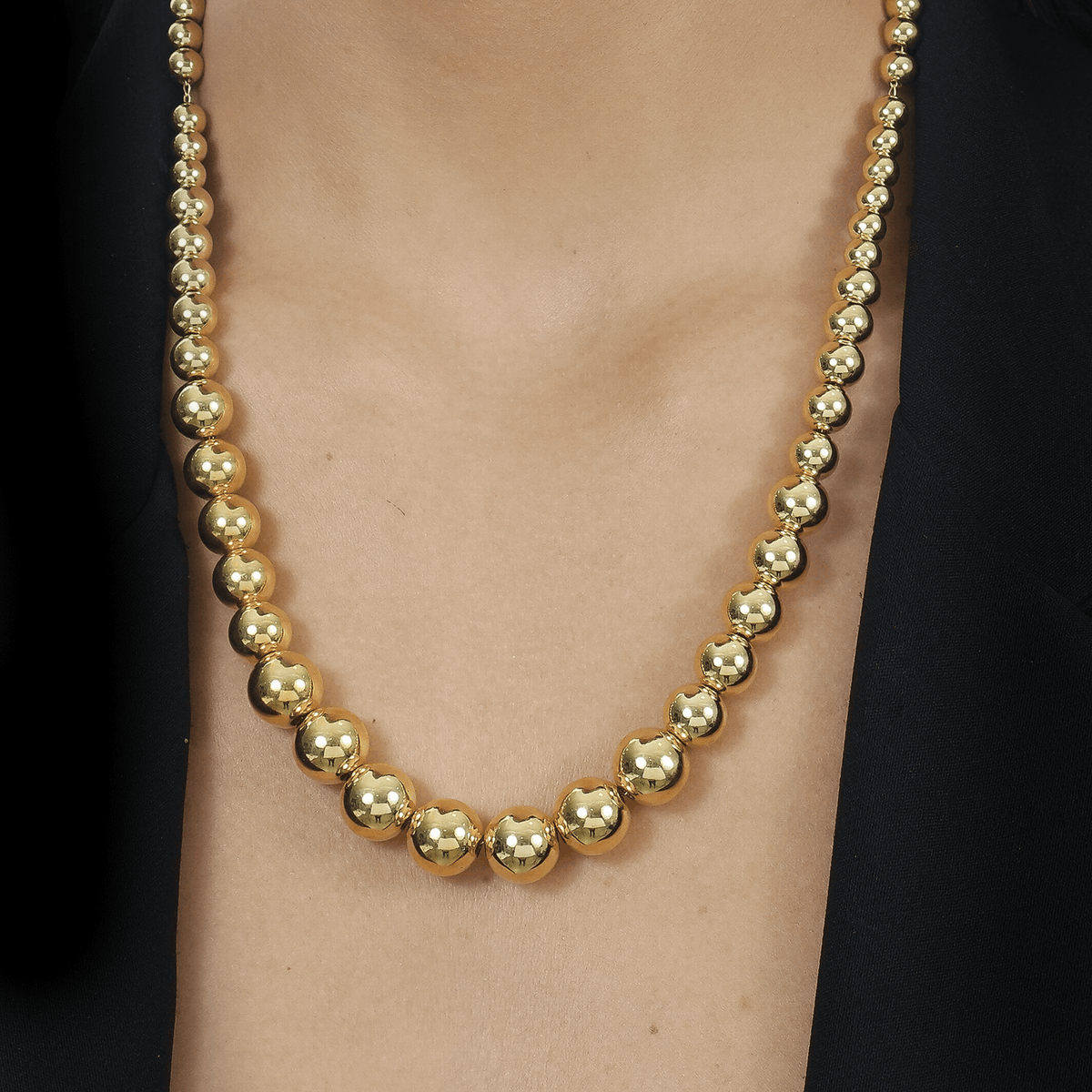 Colar em Ouro 24K Bolas Crescentes – Bellorie