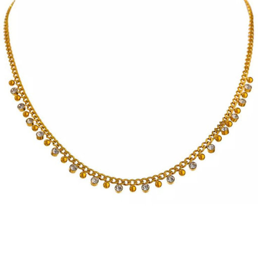 Colar Dourado com Pedras de Zircônia | BELLORIE