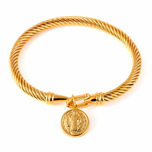 Bracelete Pingente São João Banhado a Ouro | BELLORIE