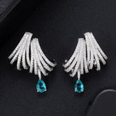 Brinco Elegante de Zircônia Branca e Azul | BELLORIE
