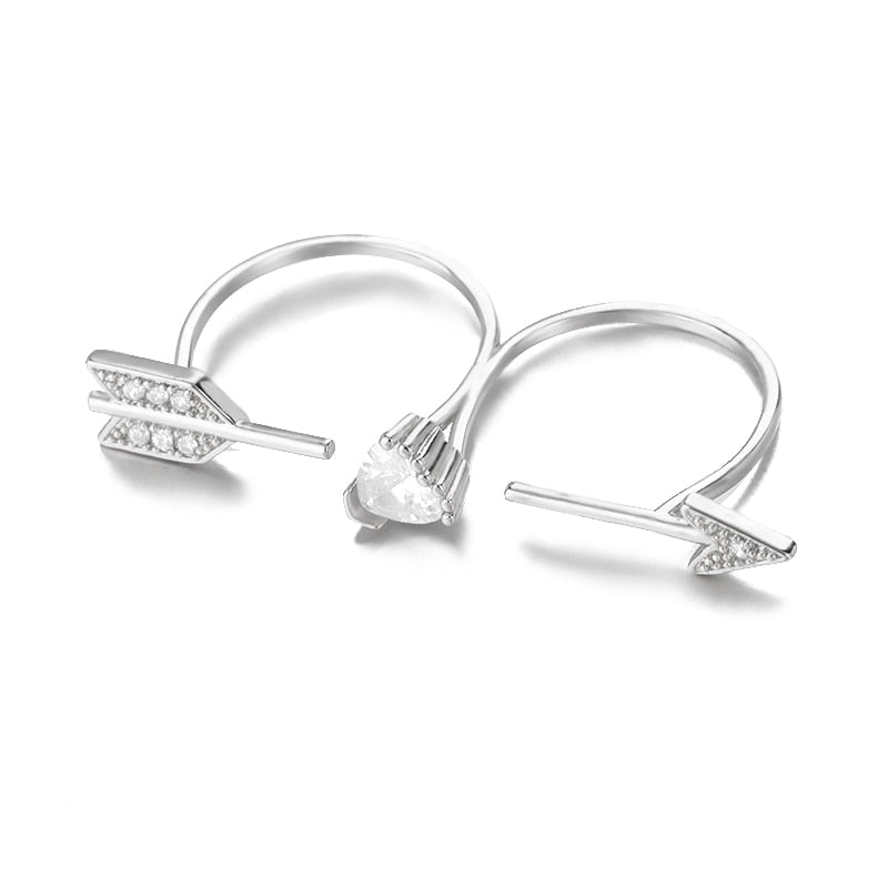 Anel Duplo Flecha com Cristal de Zircônia | BELLORIE