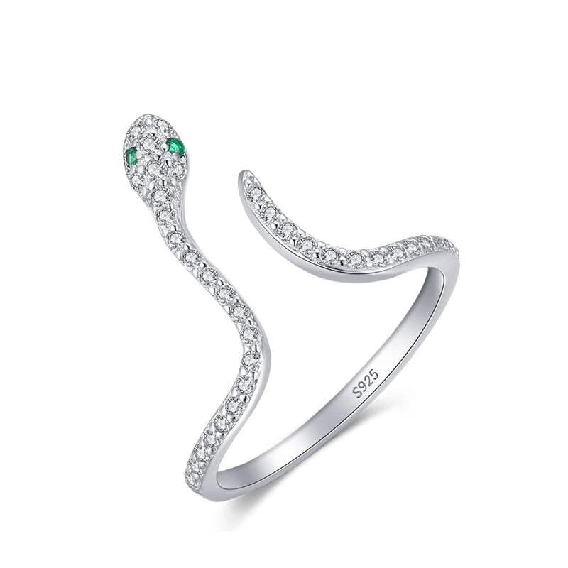 Anel Serpente Cravejado Zircônia Prata | BELLORIE