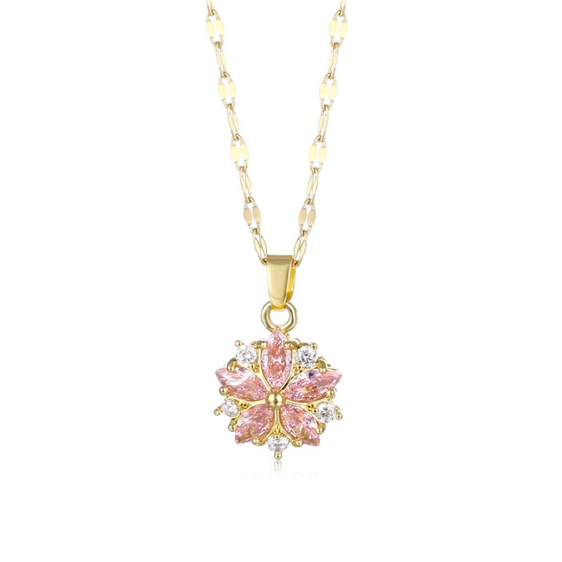 Colar Flor Turquesa Rose Banhado a Ouro 18k | BELLORIE