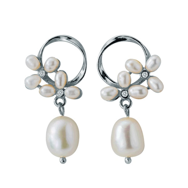 Brinco Flores Pingente de Perola | BELLORIE