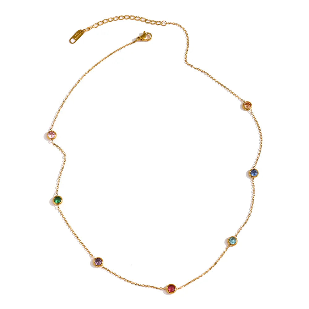 Colar com Cristais de Zircônias Coloridas | BELLORIE