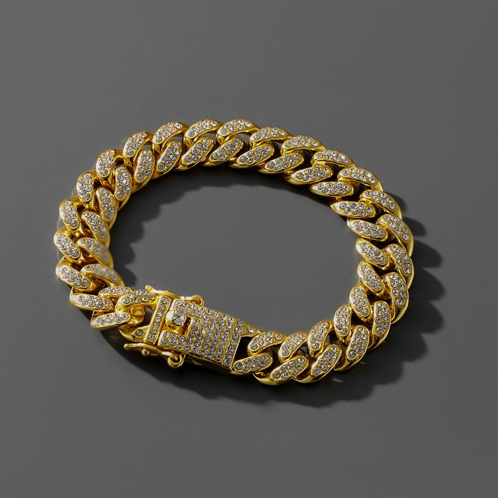 Pulseira Cubana Cravejada com pedras de Zircônia | BELLORIE