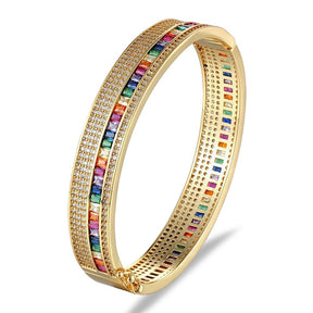 Bracelete Dourados com Cristais de Zircônia Coloridas | BELLORIE