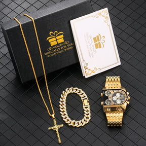 Kit Luxury Relógio Corrente e Pulseira Aço Inoxidável | BELLORIE