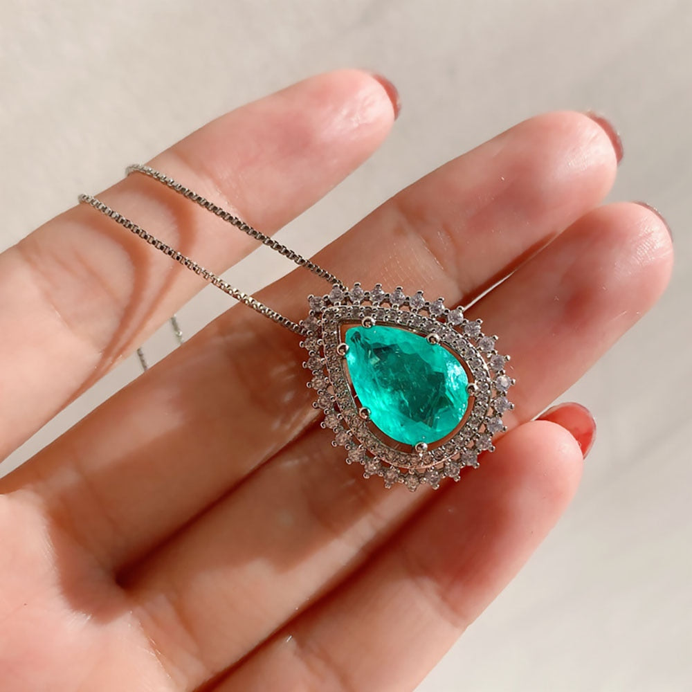 Conjunto Colar e Brincos Gota Turmalina - Prata | BELLORIE