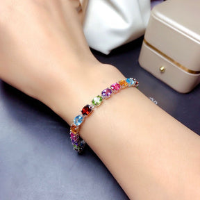 Pulseira de Zircônias Coloridas de Prata | BELLORIE