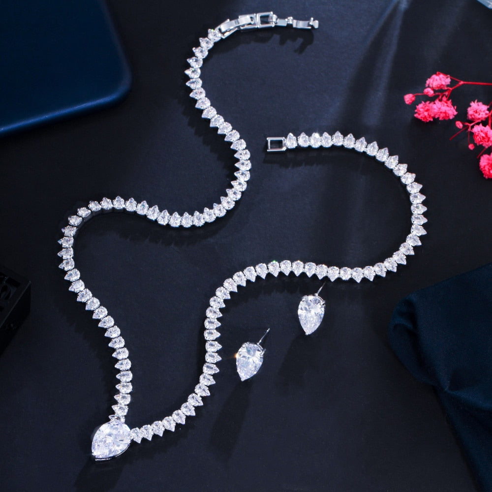 Conjunto Riviera Colar e Brincos de Cristais de Zirconia | BELLORIE