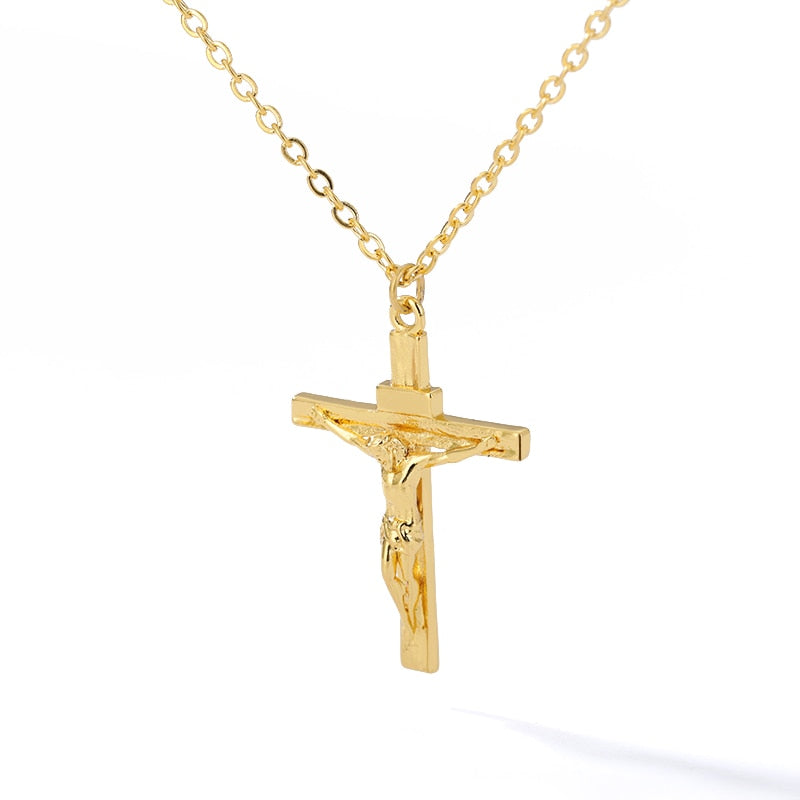 Corrente Crucifixo de Aço Inoxidável Banhado a Ouro 18K | BELLORIE