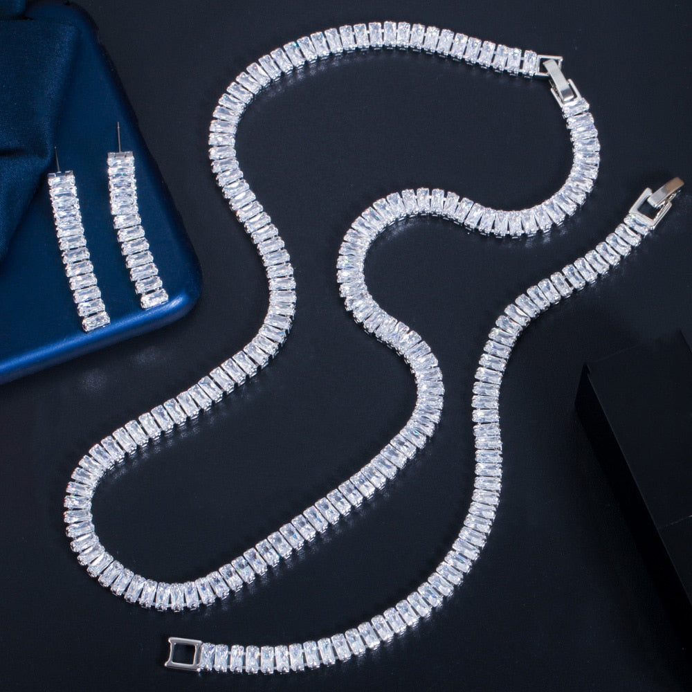 Conjunto Colar Pulseira e Brincos Riviera Cristais de Zircônia Cúbica | BELLORIE