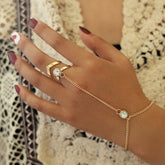 Pulseira com Anel Pedra Zircônia Banhada A Ouro 18K | BELLORIE
