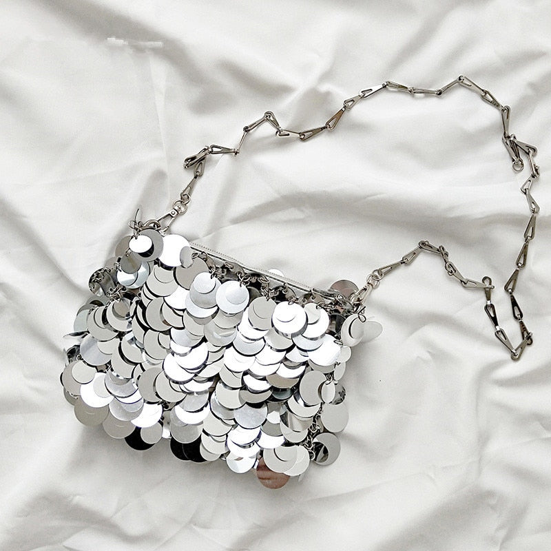 Bolsa de Ombro Luxury Lantejoulas de Metal | BELLORIE