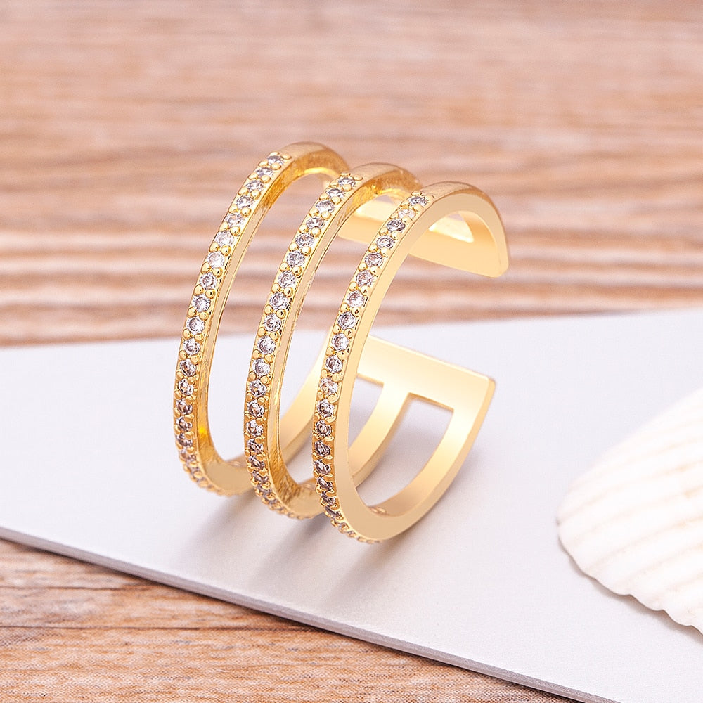 Anel Ajustável Traços Finos Banhado a Ouro 18k | BELLORIE