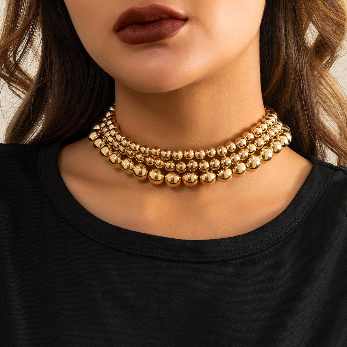 Colar Triplo de Bolas Banhado a Ouro 18k | BELLORIE