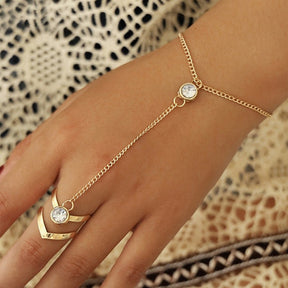 Pulseira com Anel Pedra Zircônia Banhada A Ouro 18K | BELLORIE