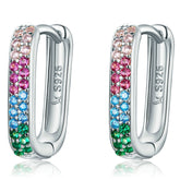 Argola Retangular Cravejada - Prata 925 | BELLORIE