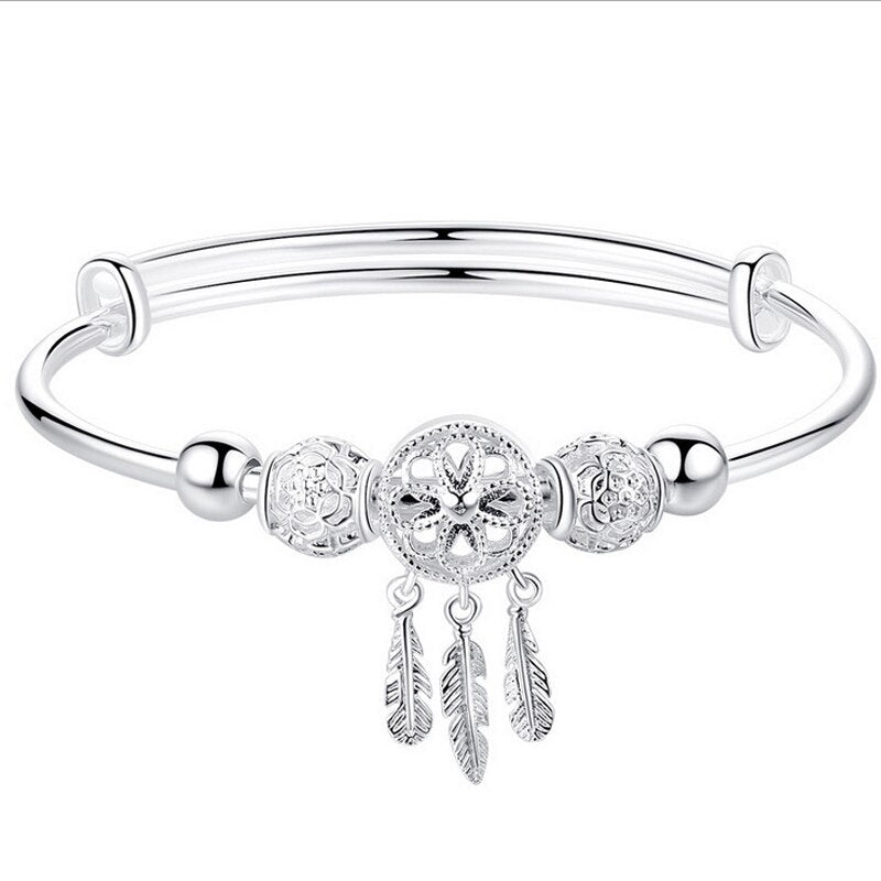 Pulseira de Prata Rígida com Pingente de Filtro dos Sonhos | BELLORIE
