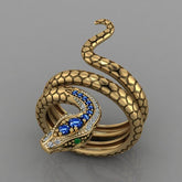 Anel Serpente com Cristais de Zircônia Banhado a Ouro 18k | BELLORIE