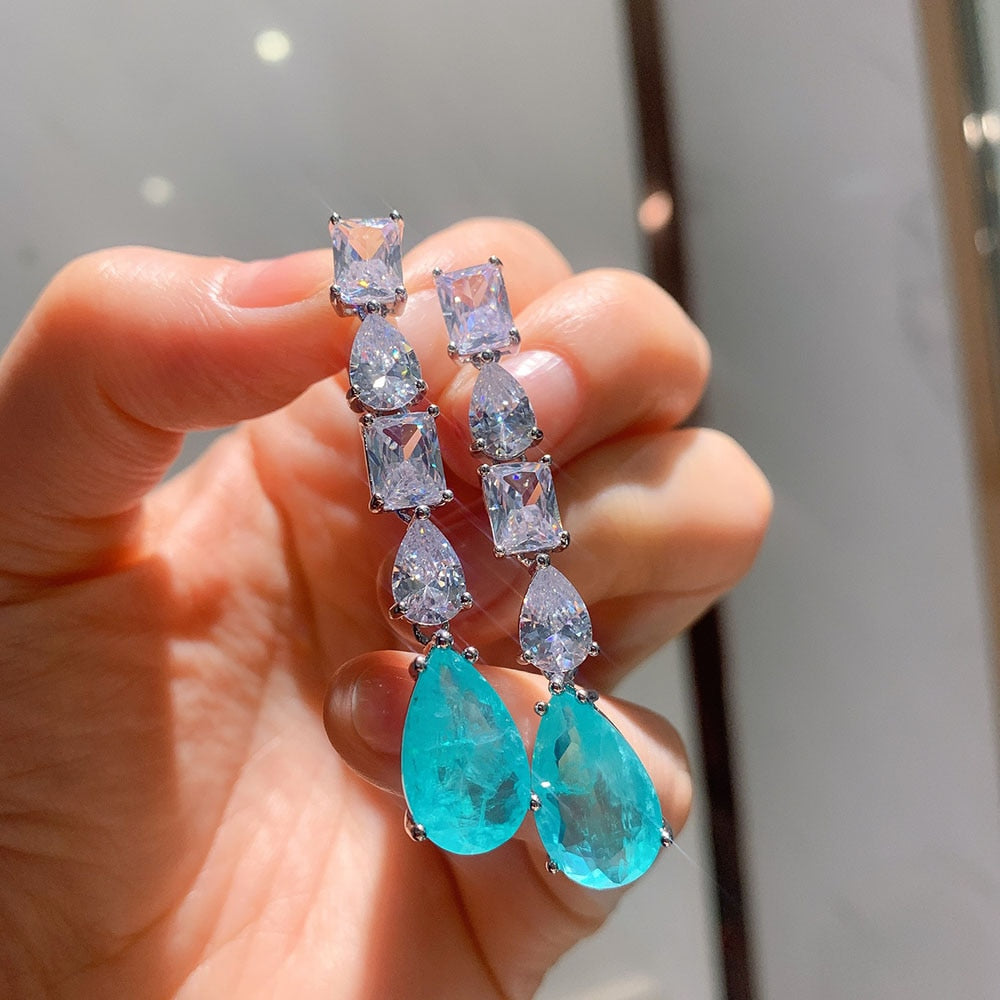 Brinco Pendurado Gota de Turmalina Paraíba | BELLORIE