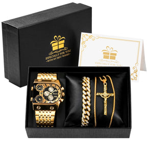 Kit Luxury Relógio Corrente e Pulseira Aço Inoxidável | BELLORIE