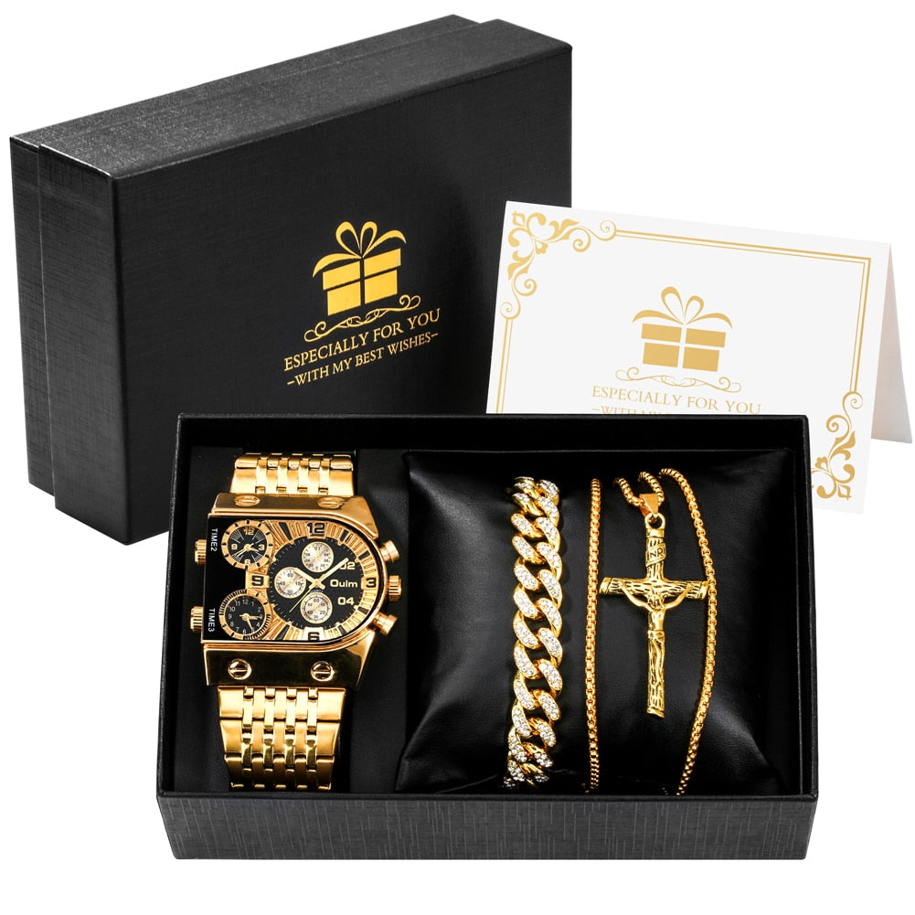Kit Luxury Relógio Corrente e Pulseira Aço Inoxidável | BELLORIE