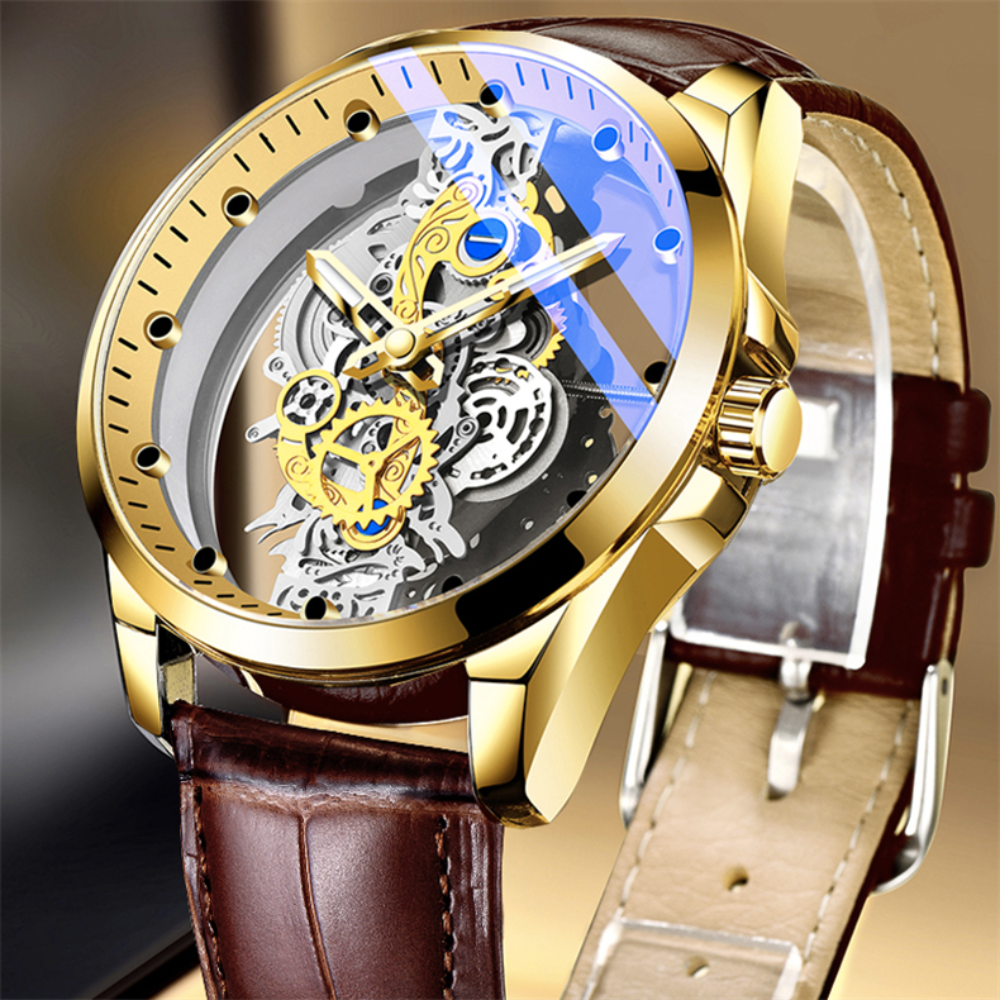 Relógio Modern Vazado com Pulseira de Couro | BELLORIE