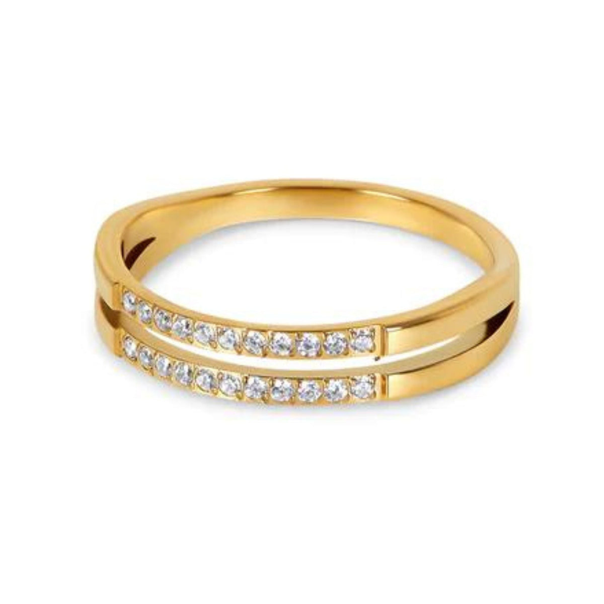 Anel Dupla Camada com Zircônia Banhado em Ouro 18k Bellorie