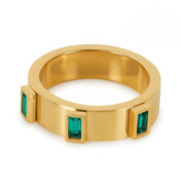 Anel com Zircônia Verde Banhado a Ouro 18K | BELLORIE
