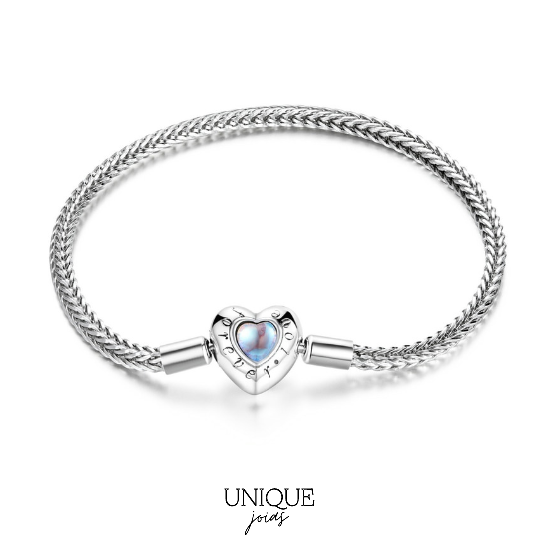Pulseira de Berloque Trançada com Fecho Coração Fantasy - Prata 925 | BELLORIE