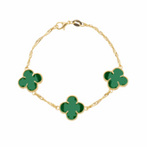 Pulseira em Ouro 24K Trevos com Zircônia Verde – Bellorie