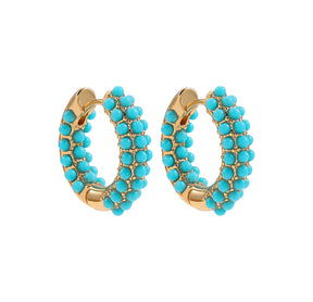 Brinco Argola Pedras Turquesa | BELLORIE