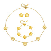 Conjunto Colar Pulseira e Brincos Trevo Dourado | BELLORIE