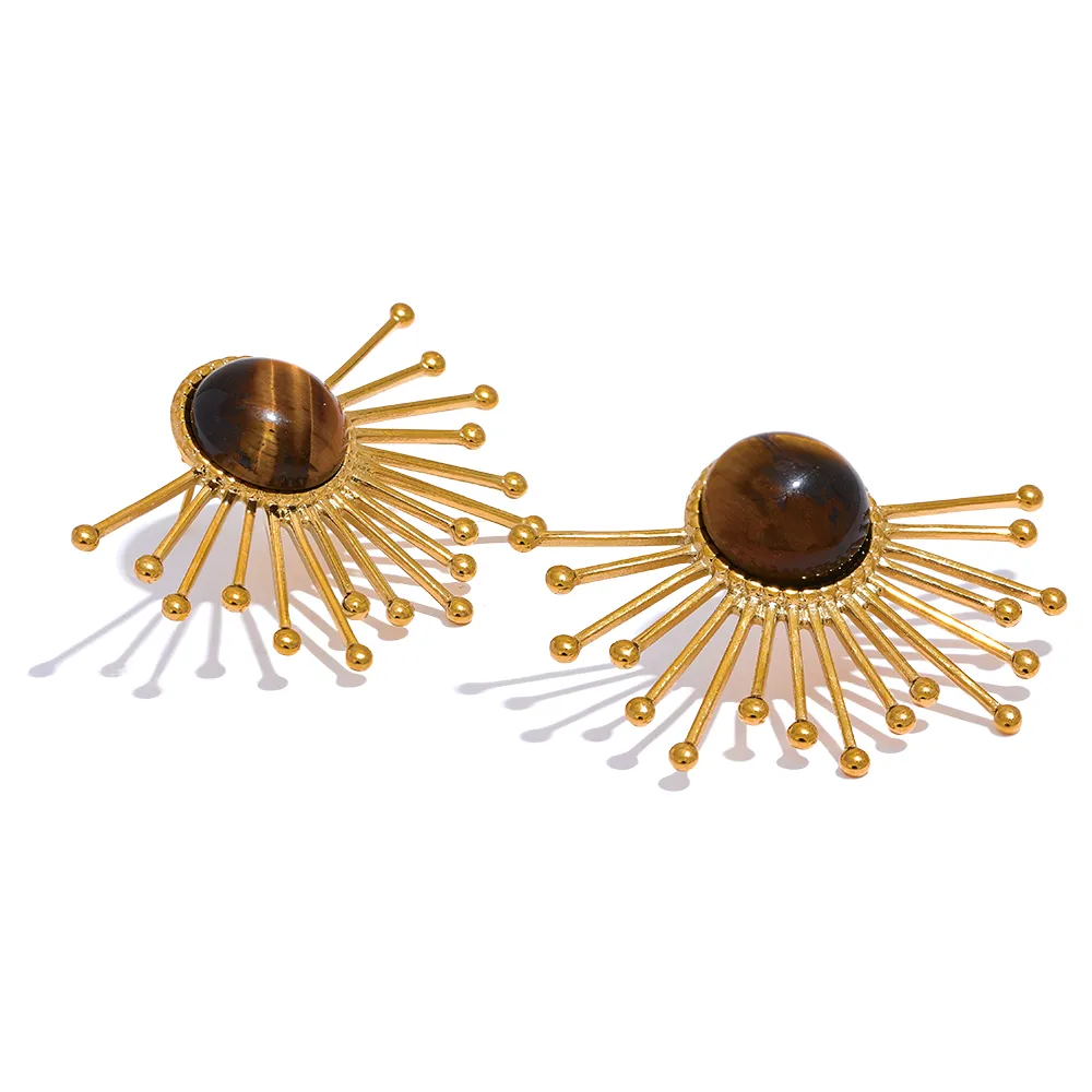 Brinco Dourado com Pedra Natural | BELLORIE