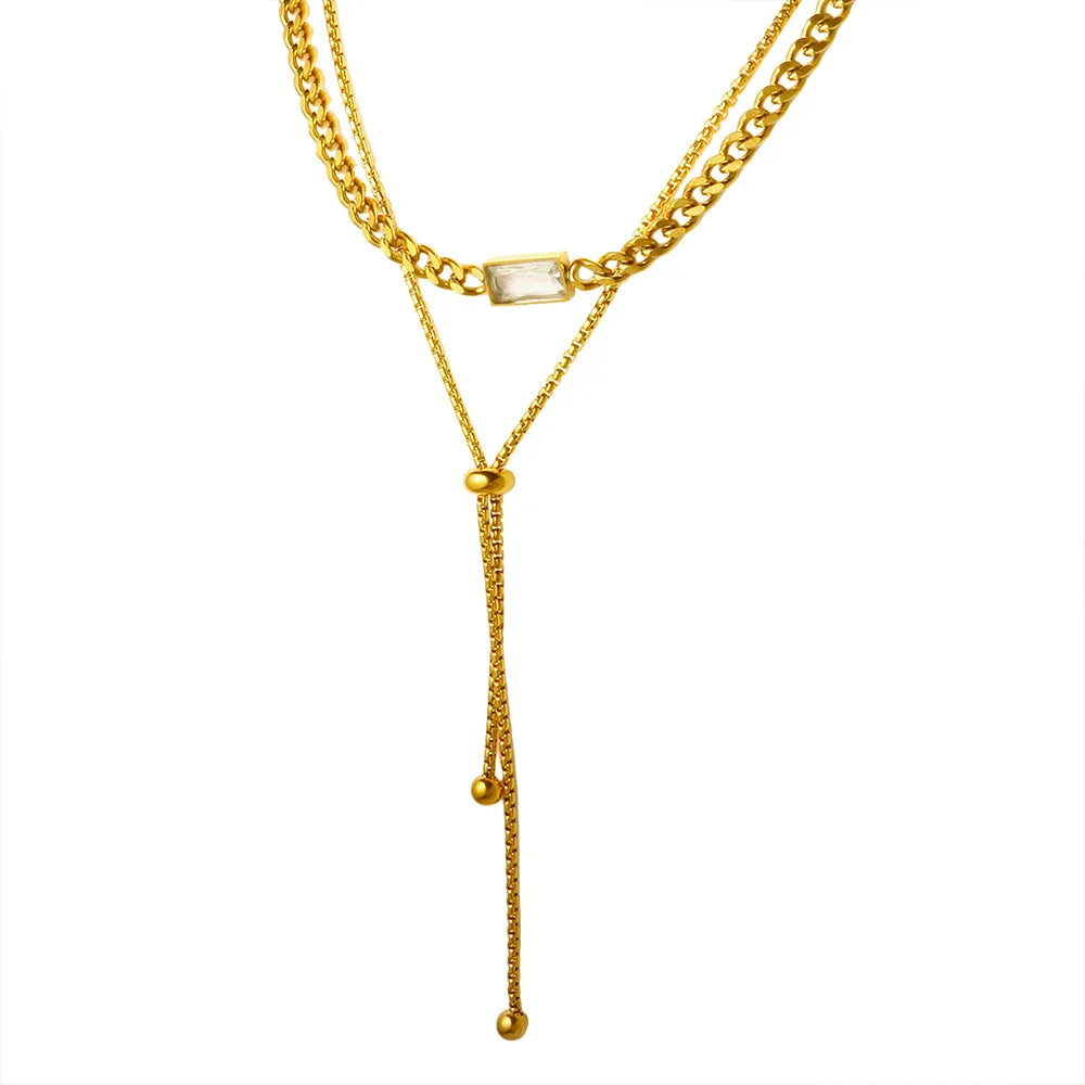 Colar Duplo com Cristal de Zircônia | BELLORIE