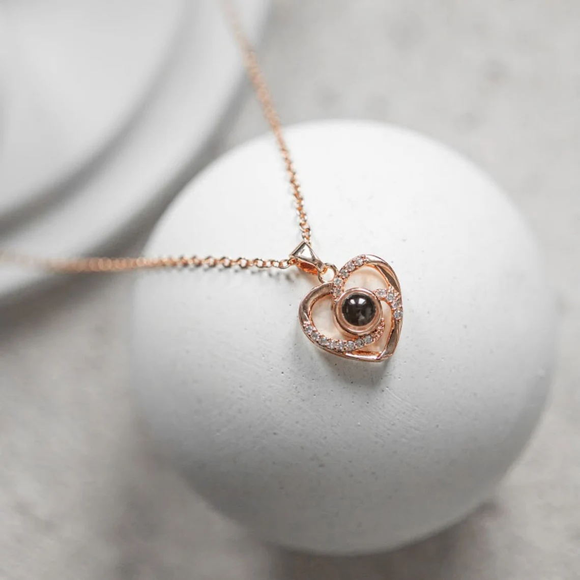 Colar Personalizado com Foto Coração Cravejado - Bellorie