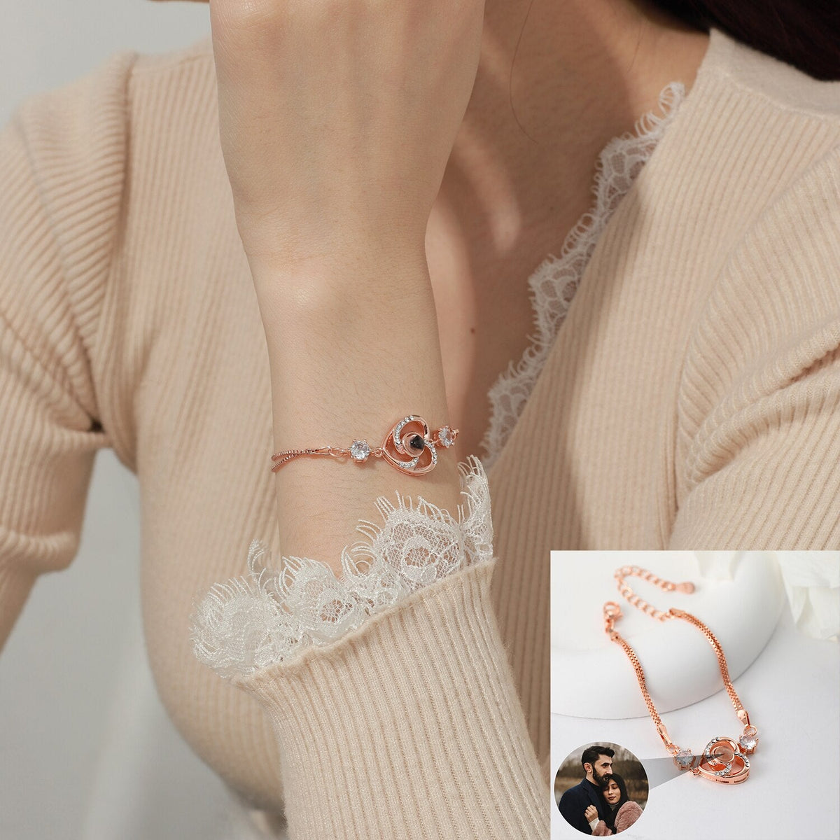 Pulseira de Prata Personalizada Coração - Bellorie