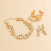 Conjunto Colar Brincos e Pulseira Irregular Dourada | BELLORIE