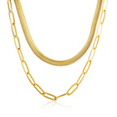 Colar Duplo Malha e Elos Banhado a Ouro 18K | BELLORIE