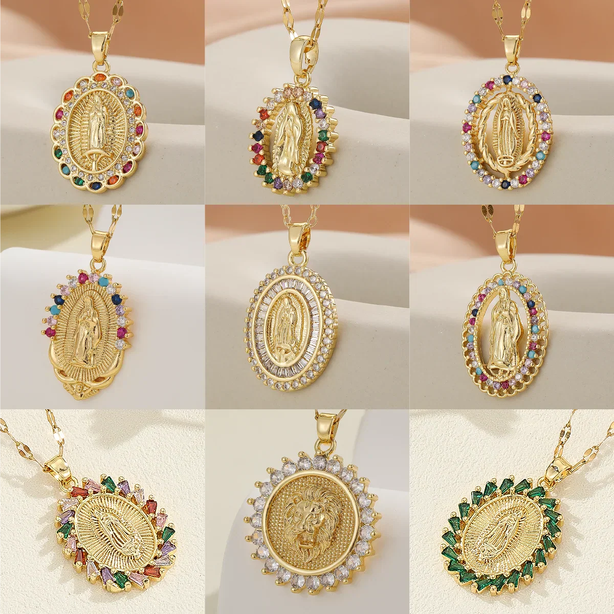 Colares com Pingente Virgem Maria Banhado a Ouro 18K | BELLORIE