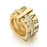 Anel Triplo Romano Quadrado Banhado Em Ouro 18k | BELLORIE