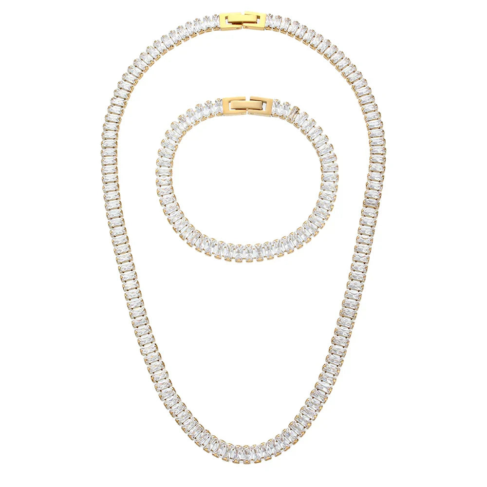 Conjunto Colar e Pulseira Cravejada com Zircônia | BELLORIE