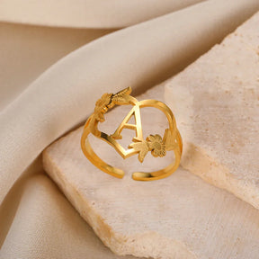 Anel Letra Inicial luxe Ajustável | BELLORIE