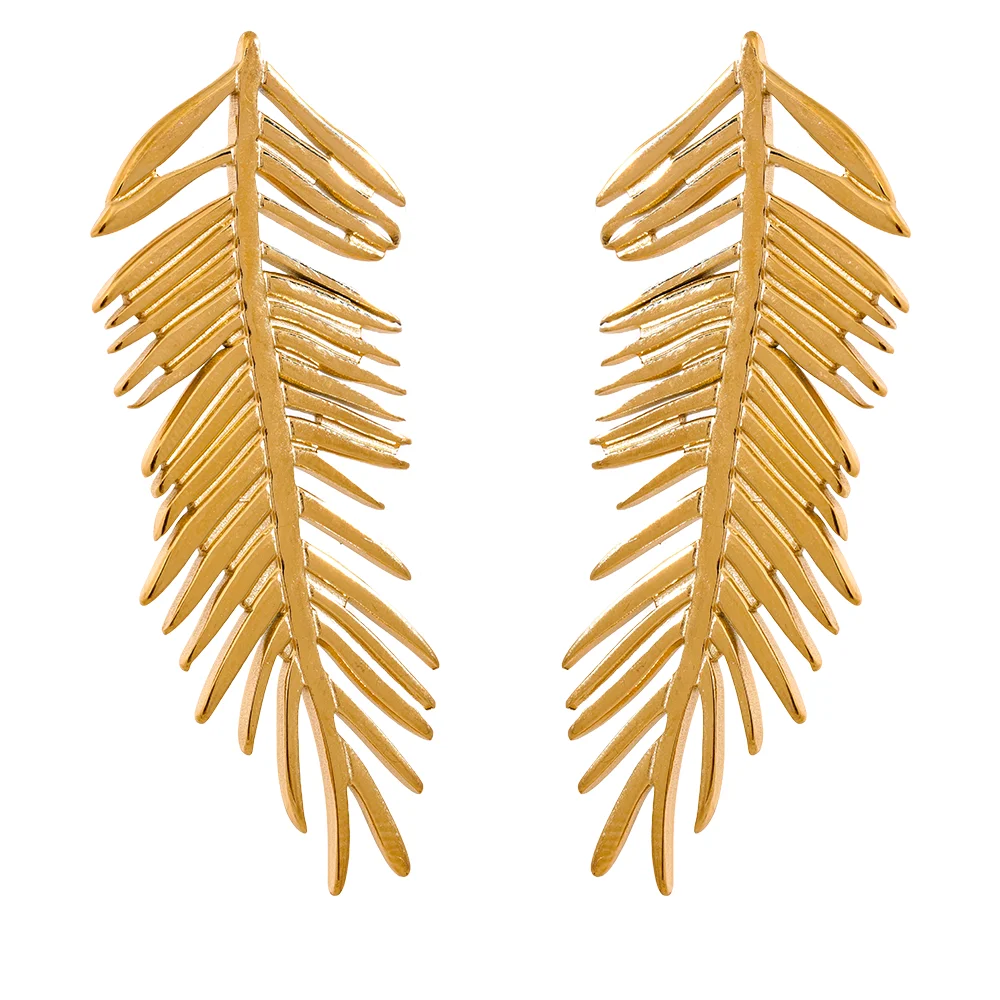 Brinco Dourado Folha Luxe | BELLORIE