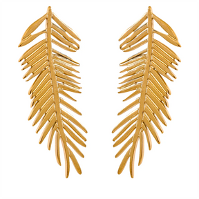 Brinco Dourado Folha Luxe | BELLORIE