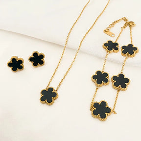 Conjunto Colar Pulseira e Brinco Trevo | BELLORIE